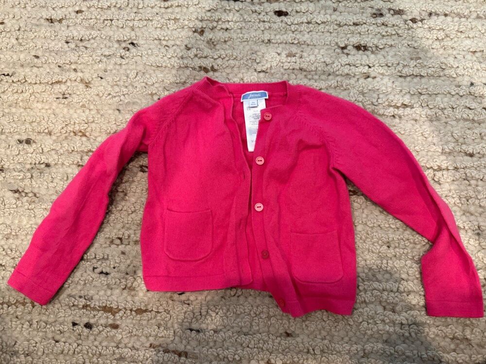 Jacadi Paris Girls Pink Cardigan Size 3A 96cm Cotton Wool Blend Pockets